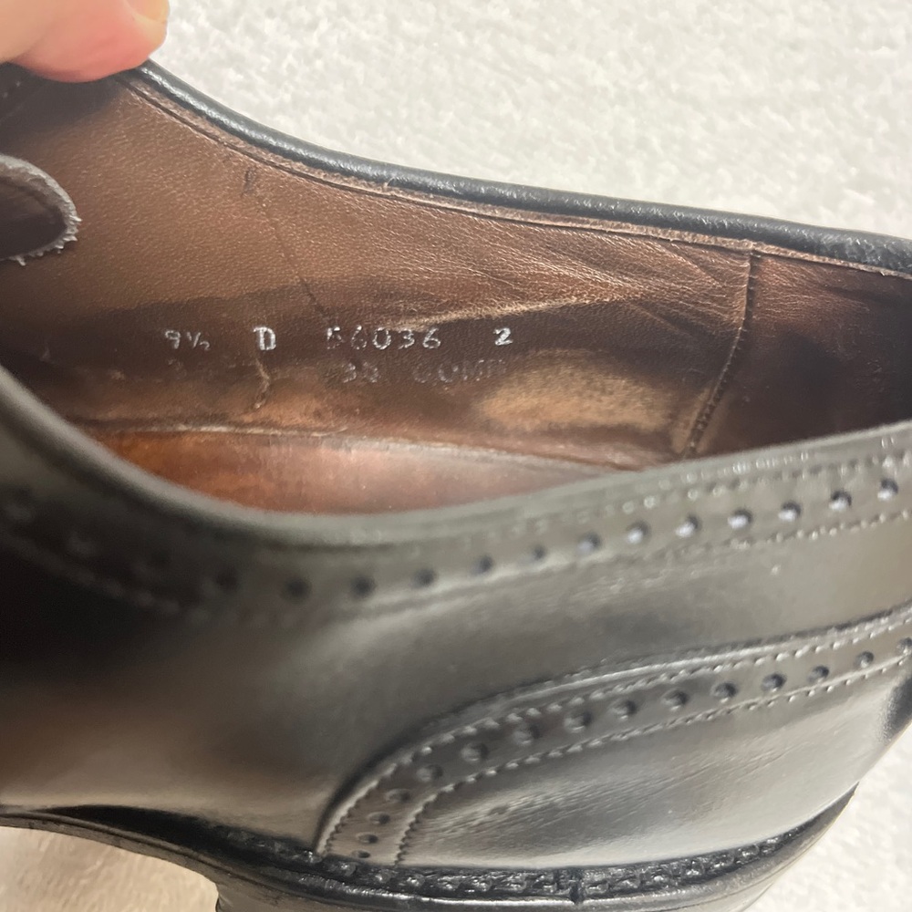 Allen Edmonds Stratton Mens Lace Up Oxford Dress Shoes Black Cap Toe Size 9.5D - Picture 10 of 10